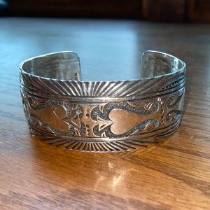 Silver inlaid cuff bracelet